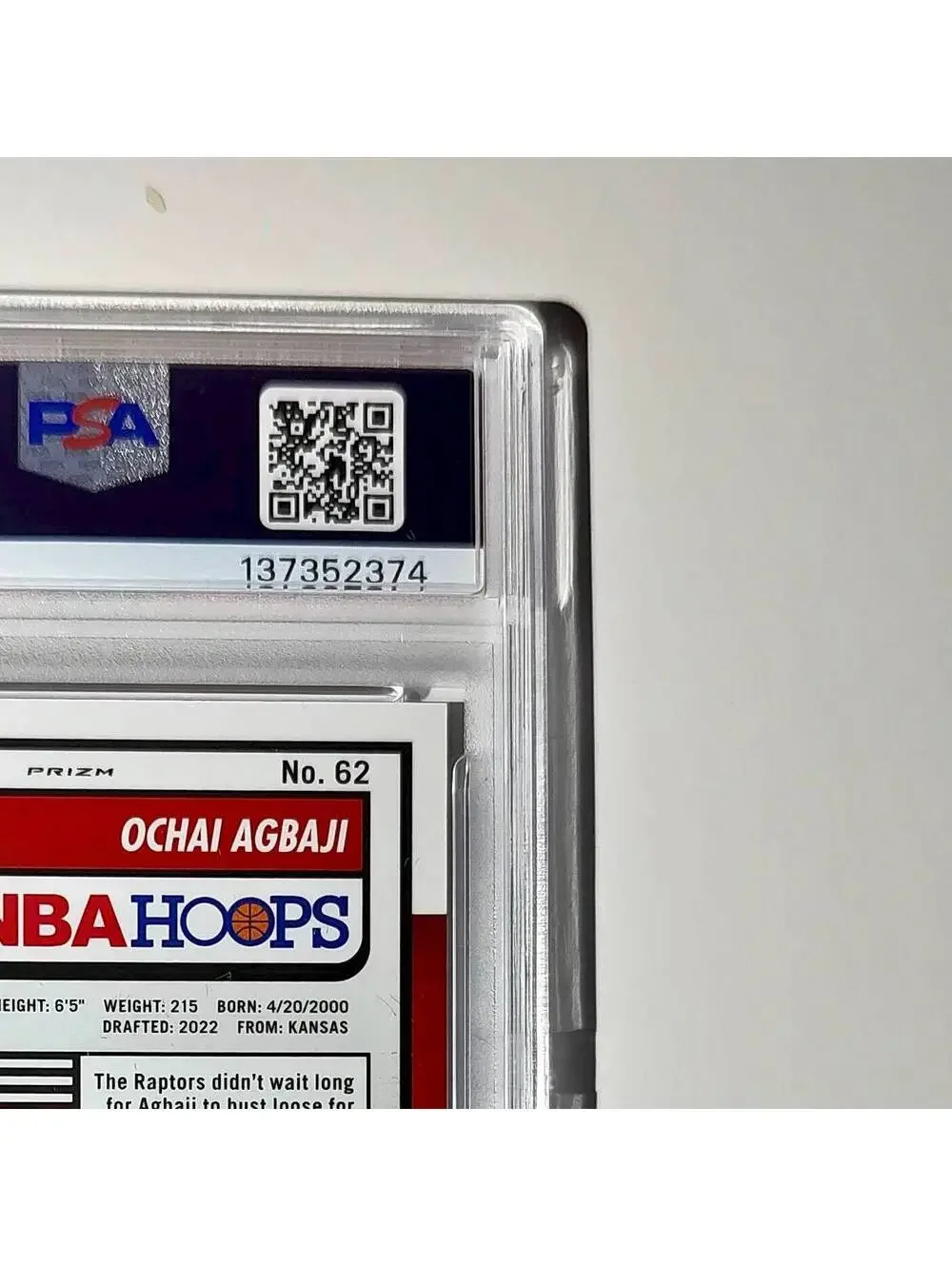 Ochai Agbaji 2023 Panini Hoops Premium #62 30/149 Red Disco Prizm PSA 10 Gem